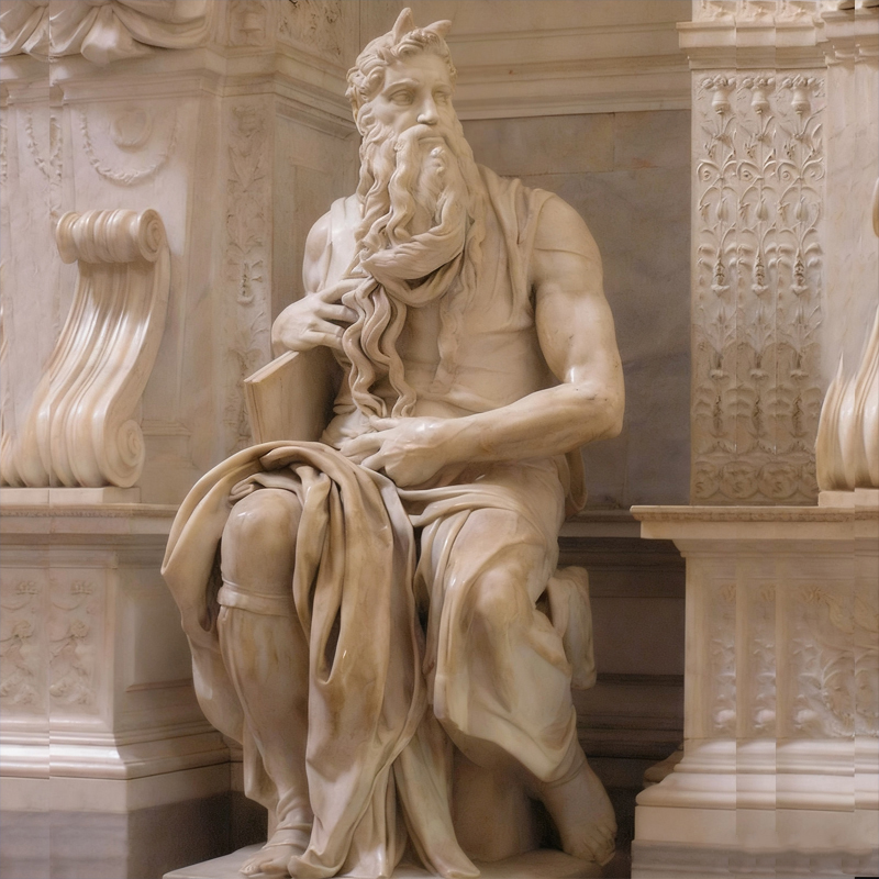 Statua seduta di scultura umana in marmo classico