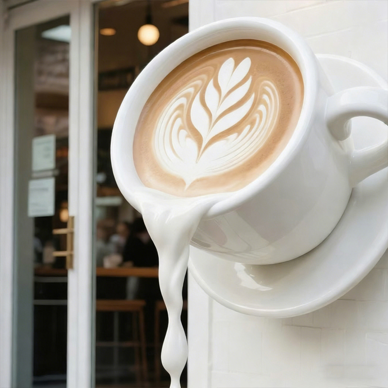 Scultura decorativa per tazza da caffè galleggiante in fibra di vetro