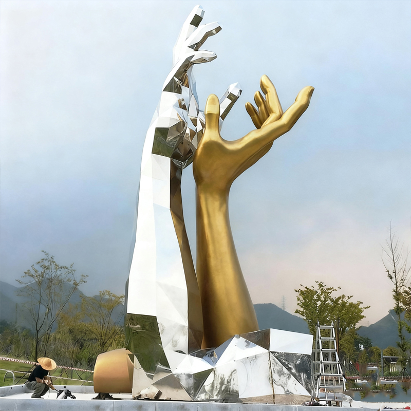 Scultura artistica astratta all'aperto in acciaio inossidabile