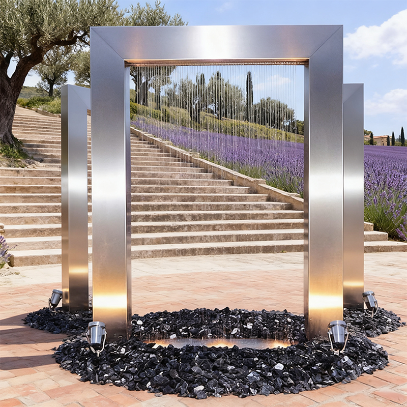 Scultura della cortina d'acqua in acciaio inossidabile Gateway of Time